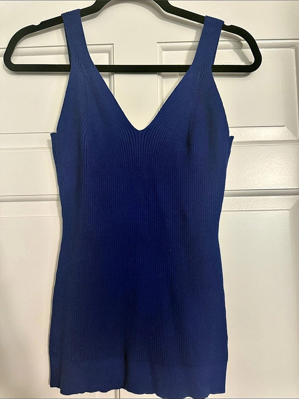Vine & Love Ribbed V-Neck sweater top in Blue Size Medium